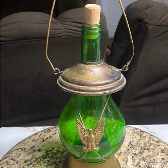 Mid-Century • Musical • Green • Glass W/ Copper Bottle - Picture 10 of 10